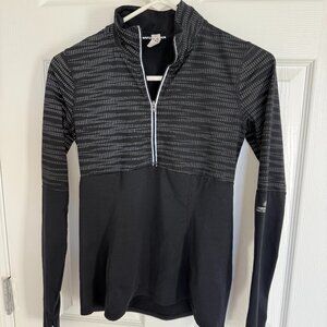 Womens Sketchers Performance Half Zip Jacket Black & Grey Pattern Reflective XS
